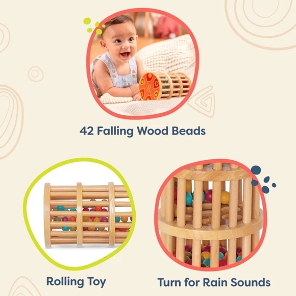 B. Toys | Natural Wooden Rolling Rainmaker Dexterity Development Toy - Picture 5 of 9